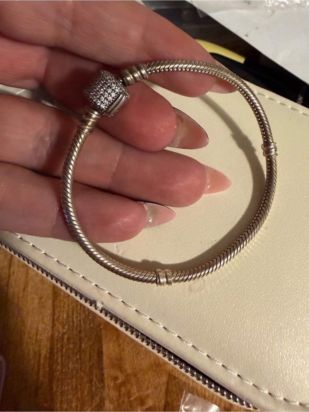 Pandora Moments Sparkling Pave Clasp Snake Bracelet#590723CZ